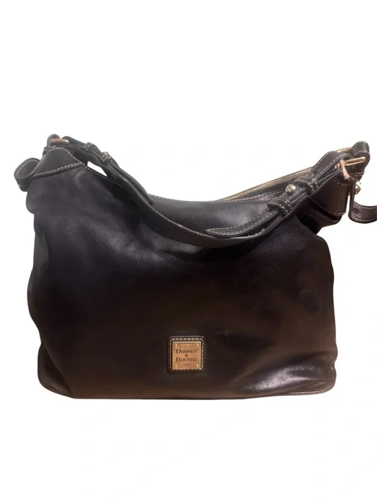 Dooney & Bourke Dark Brown Leather Shoulder Bag with Gold Accent - Picture 1 of 7